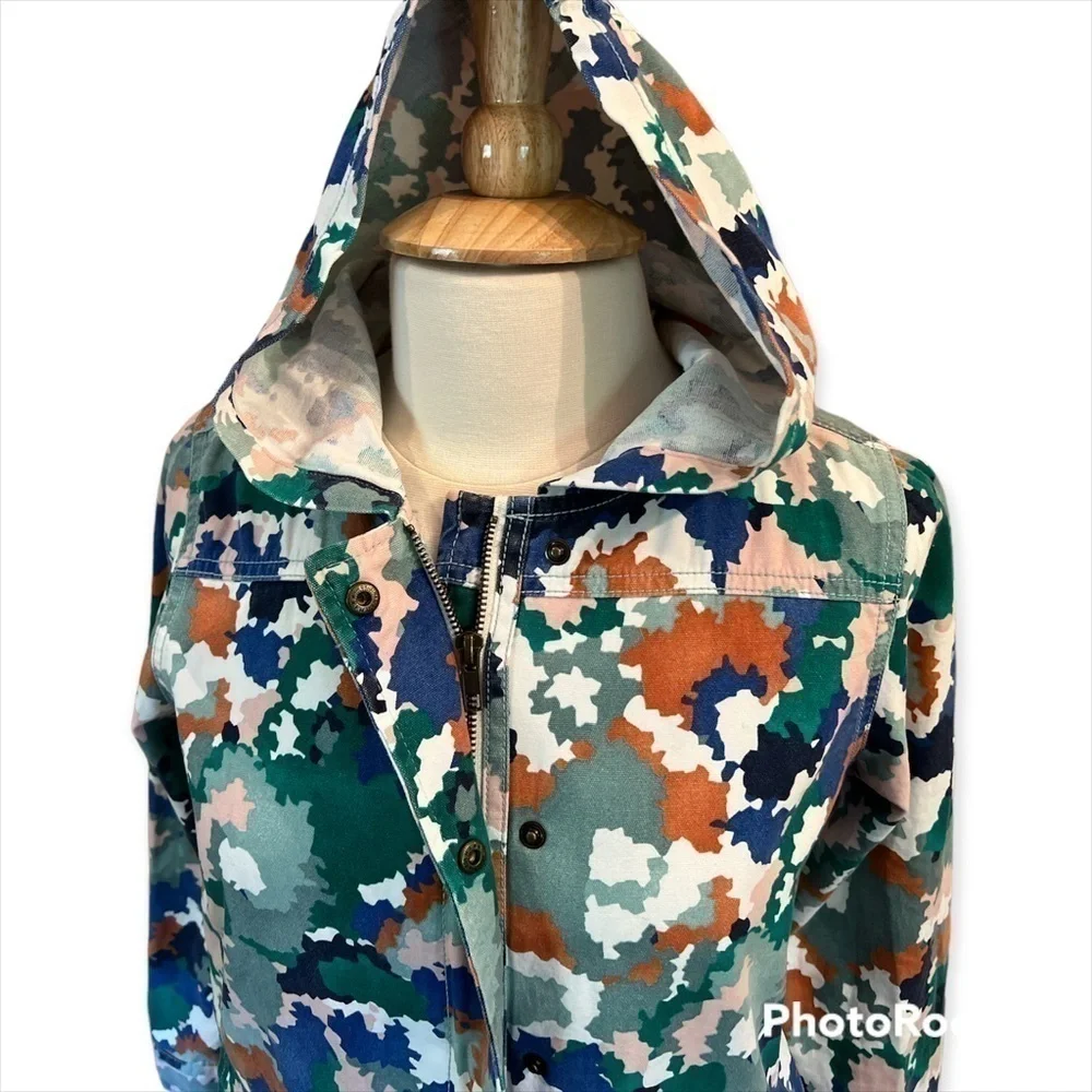 Digital Camo Print Hooded Jacket Blue, Green, Pumpkin White Girl SZ XL‌‌‌‌‌‌